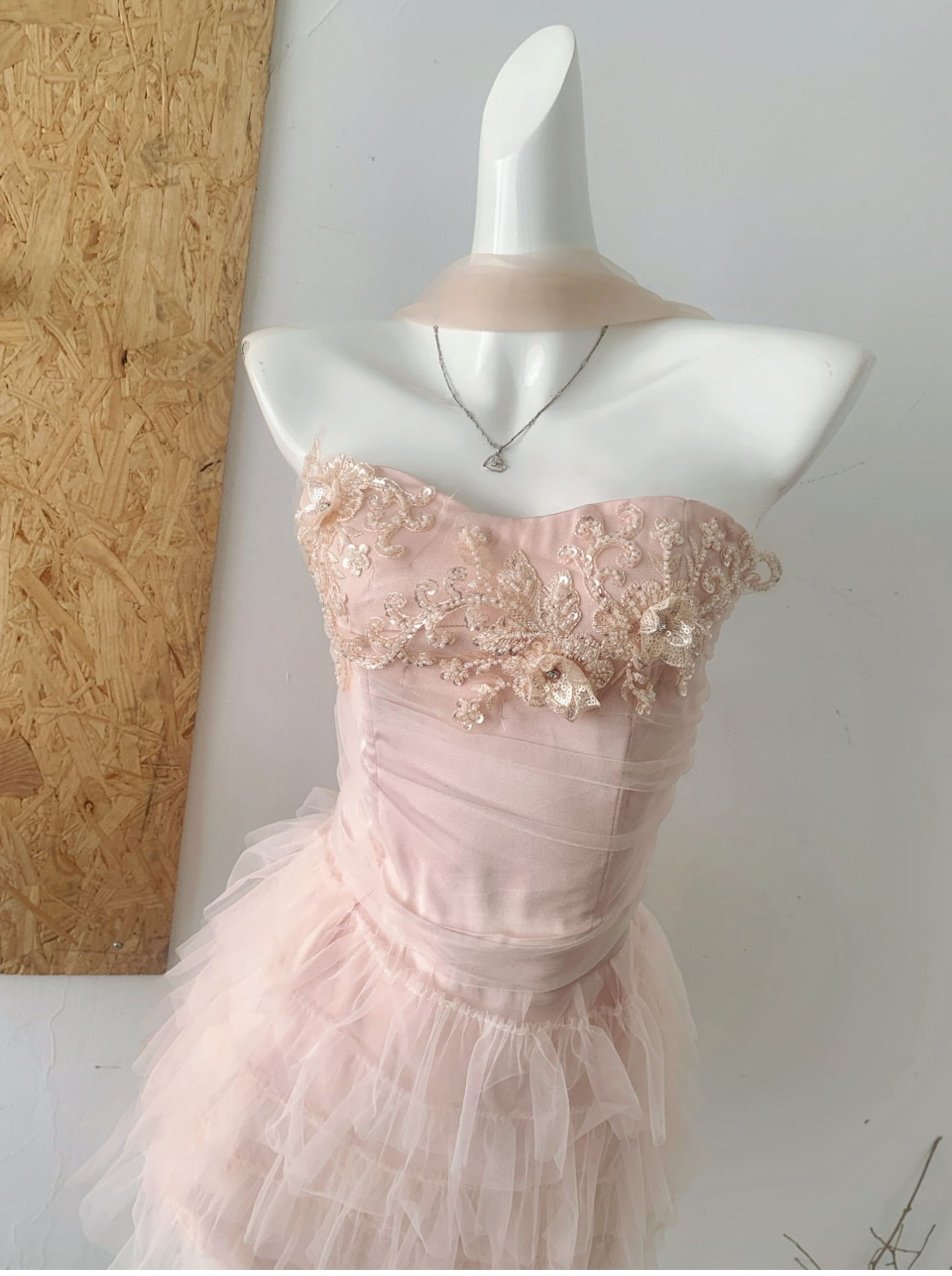Coquette Dusk's Embrace in Soft Pink Dress 4