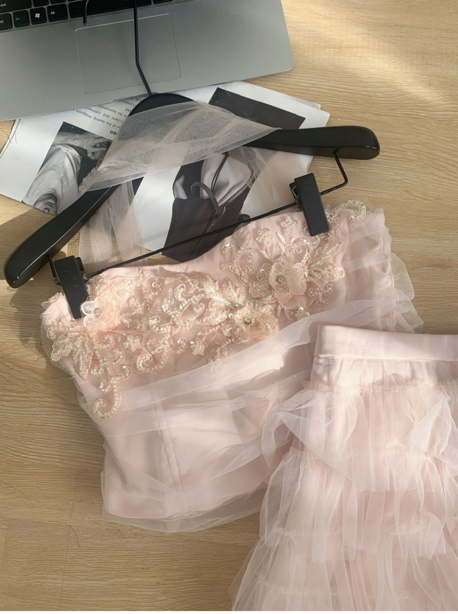 Coquette Dusk's Embrace in Soft Pink Dress 6