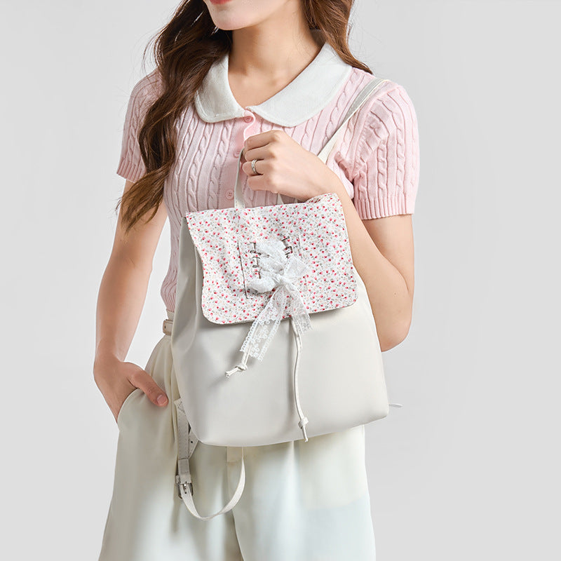 Coquette Elegance with Floral Lace and Ribbons Backpack 3