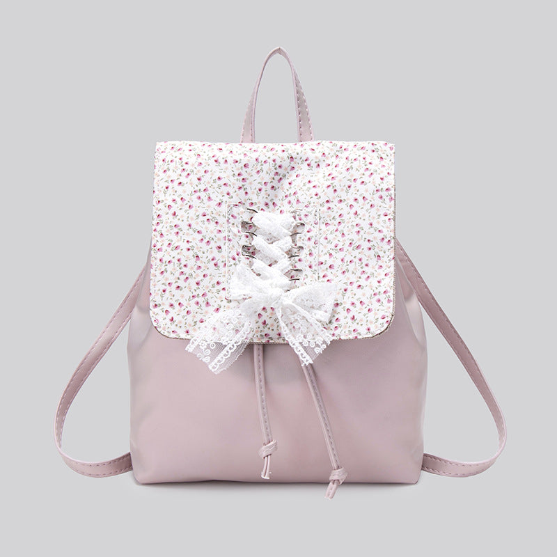 Coquette Elegance with Floral Lace and Ribbons Backpack Pink