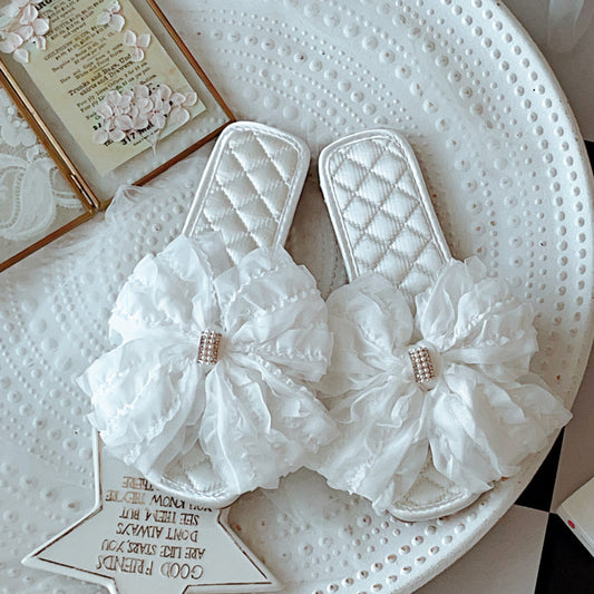 Coquette Grand Fleurs in Whispered Satin Slippers