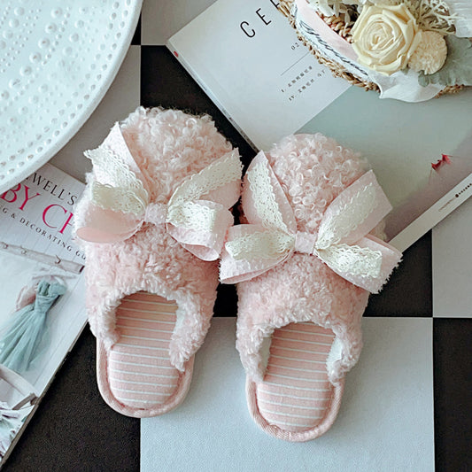 Coquette If Ribbons Dream in Lace Cotton Slippers