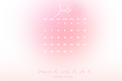 Coquette July Pink Aura Calendar Wallpaper1