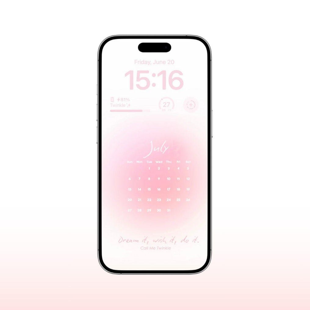 Coquette July Pink Aura Calendar Wallpaper preview