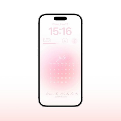 Coquette July Pink Aura Calendar Wallpaper preview