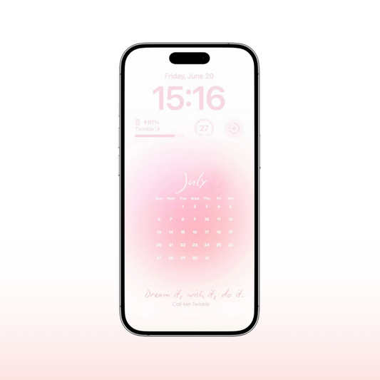 Coquette July Pink Aura Calendar Wallpaper preview