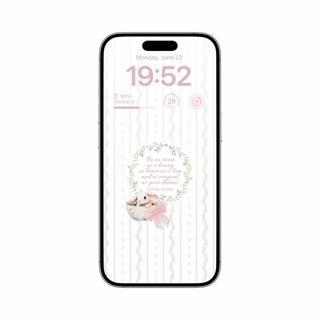 Coquette Pastel Bunny Wreath Wallpaper mockup