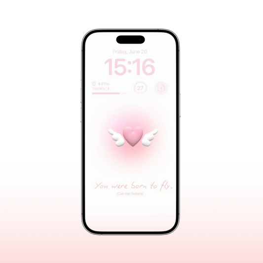 Coquette Pink Heart Fly Wallpaper