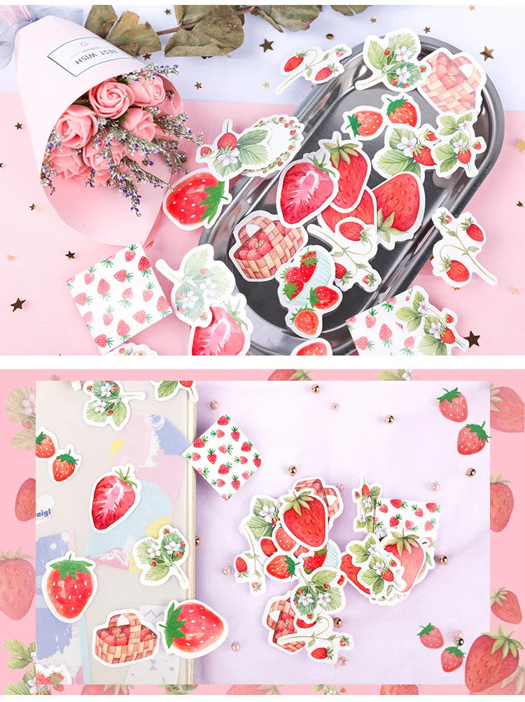 Coquette Aesthetic Strawberry Decorative Stickers Set