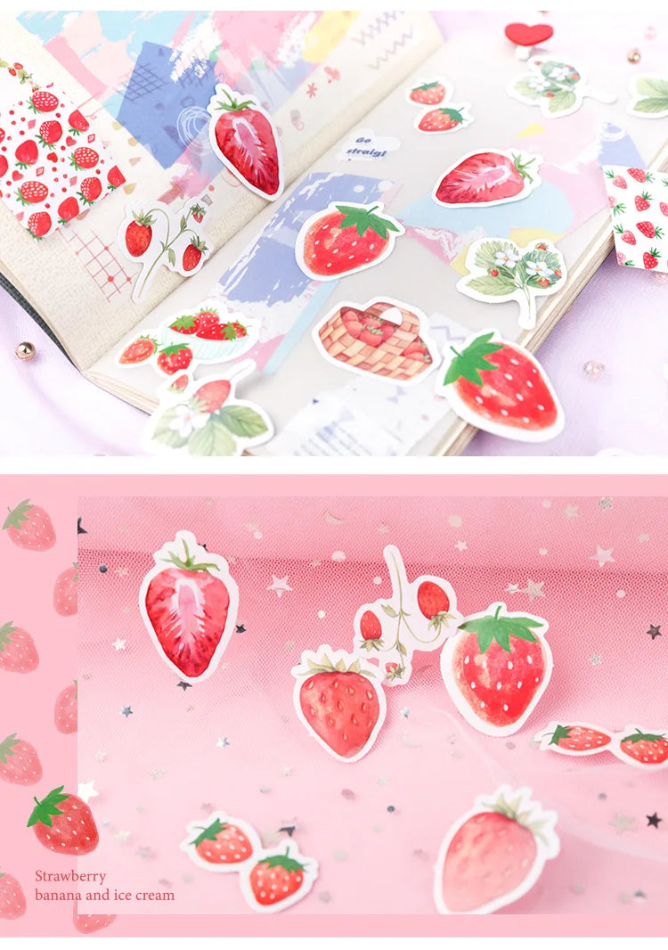 Coquette Aesthetic Strawberry Decorative Stickers Set