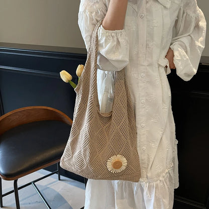 Coquette Crochet Flower Tote Bag