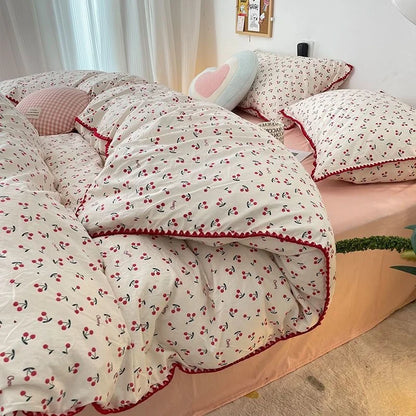 Coquette Charming Cherry Ruffle Bedding Set