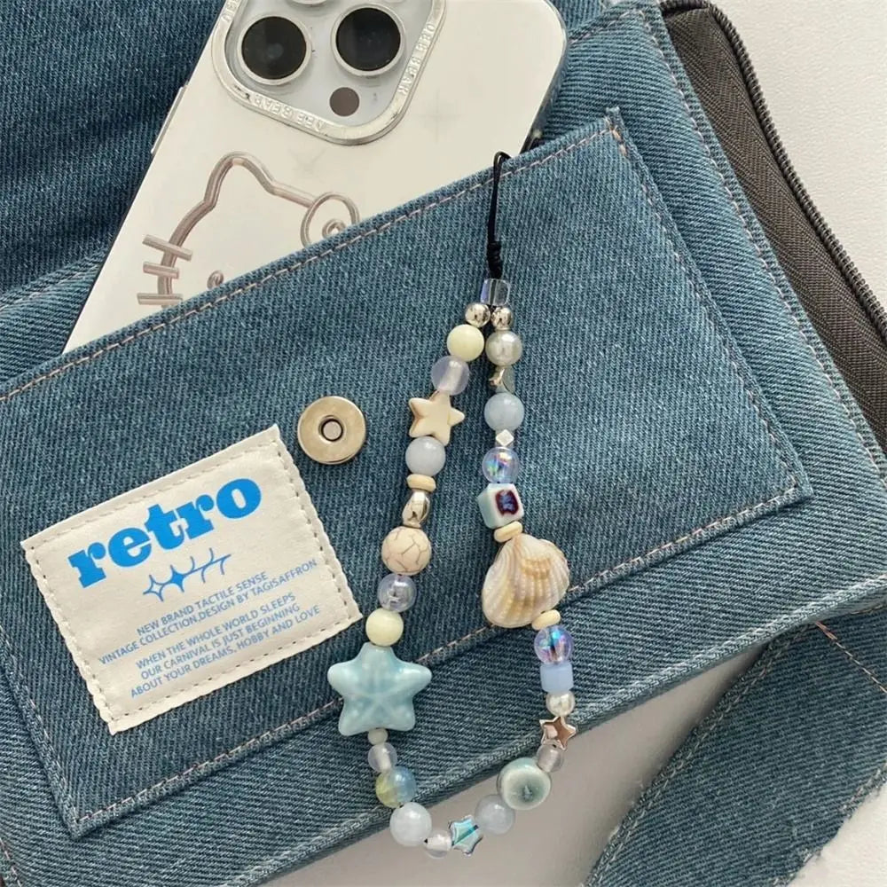 Ocean Blue Handmade Beaded Phone Charm