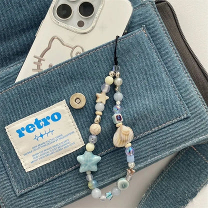 Ocean Blue Handmade Beaded Phone Charm