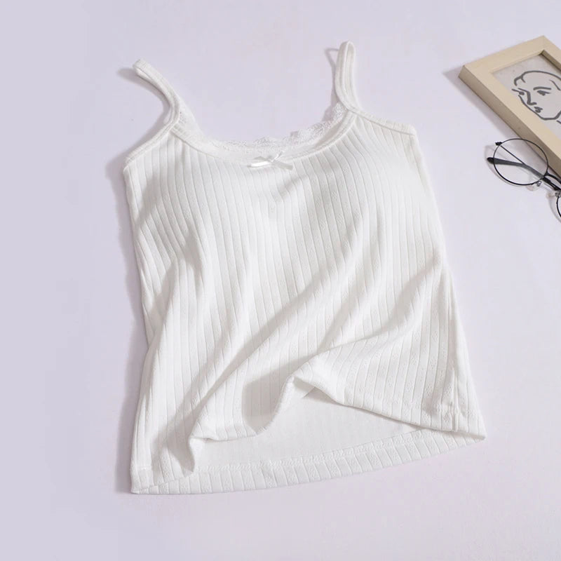 Coquette Sweet Lace Bow Knitted Tank Top