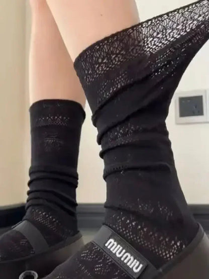 Coquette Lolita Mesh Lace Crew Socks