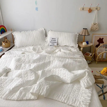 White Cooling Comforter with Korean Style Quilting
