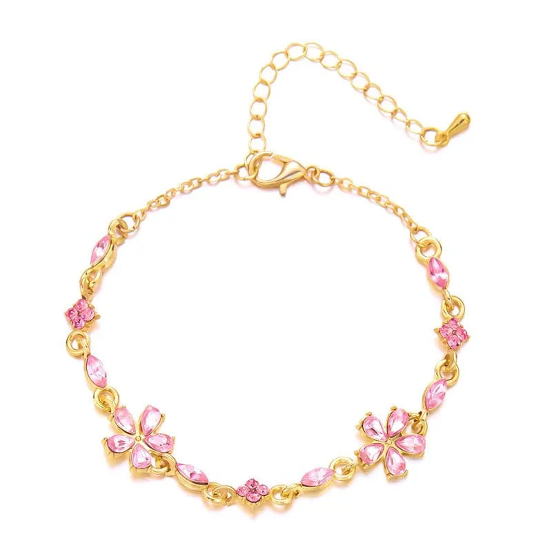 Coquette Luxury Colorful Zircon Flower Bracelet