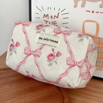 Coquette Large Capacity Floral Quilted Makeup Bag