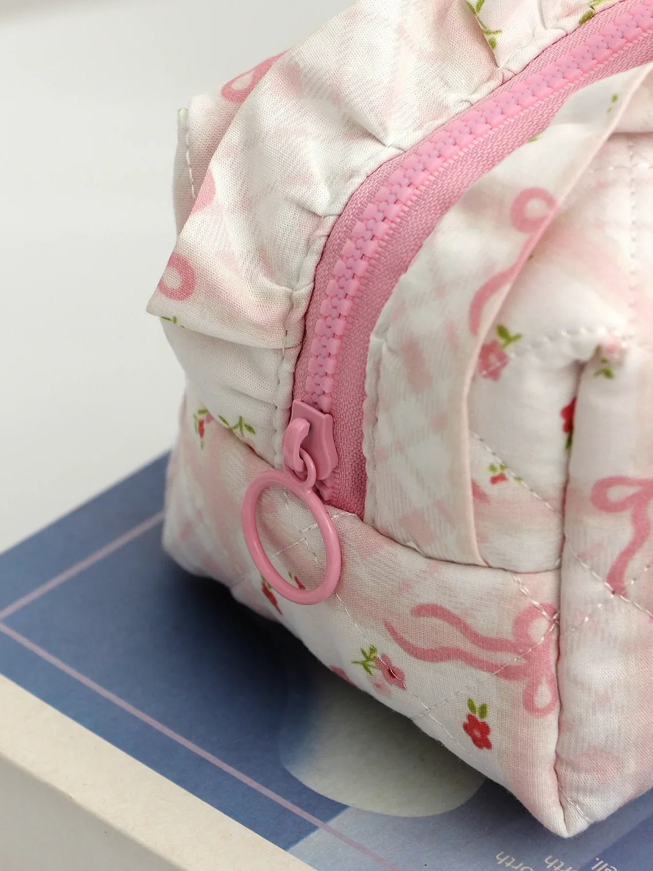 Coquette Floral Quilted Makeup Pouch Set