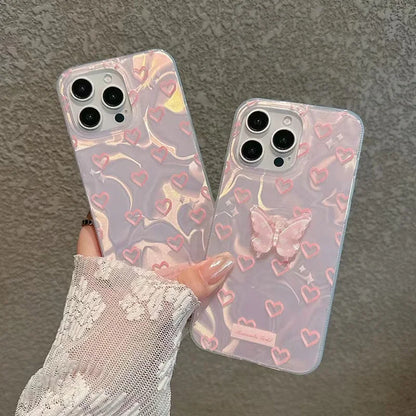 Coquette Pink Heart Butterfly Phone Case