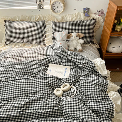 Cute Coquette Ruffled Pink & Gingham Bedding Set