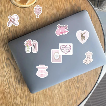 Coquette Cute Bunny & Bear Pink Graffiti Stickers