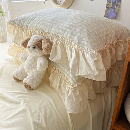 Cute Coquette Ruffled Pink & Gingham Bedding Set