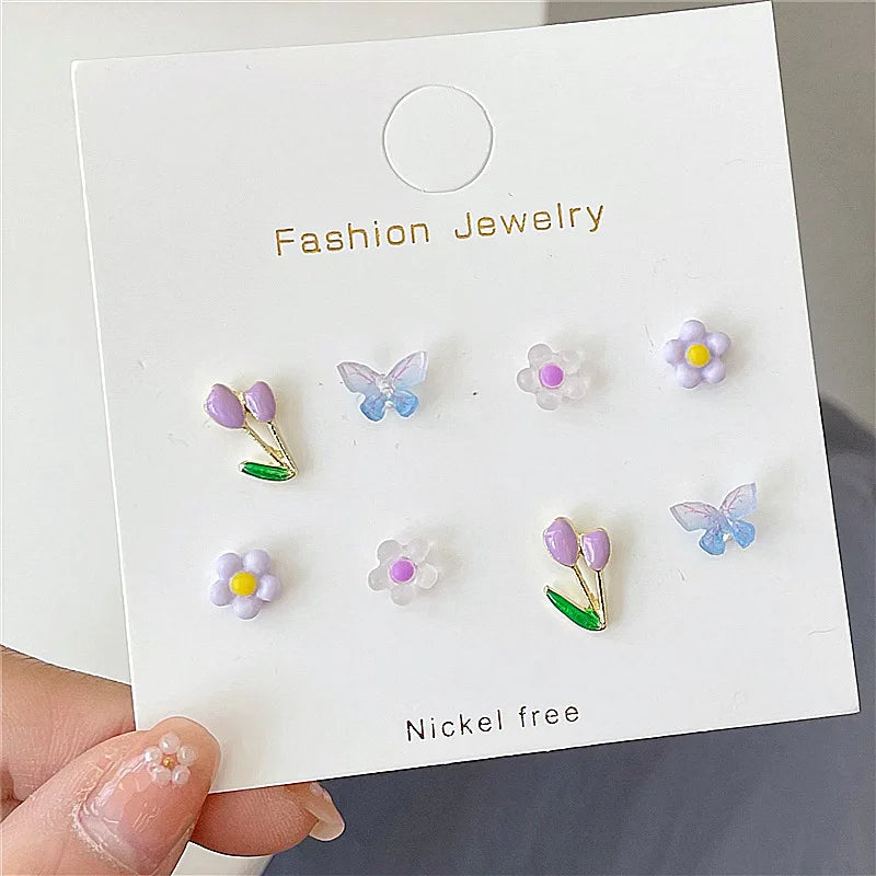 Coquette Blue & Green Butterfly Earrings Set