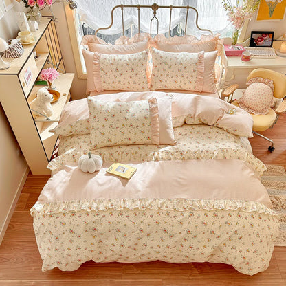Coquette Floral Cotton Lace Bedding Set