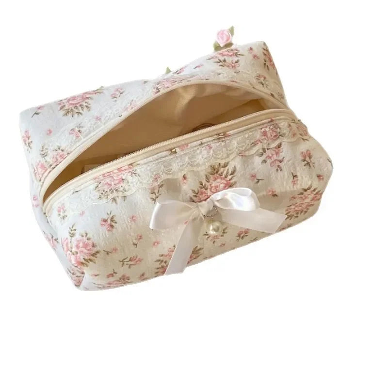 Coquette Sweet Lace Bow Cosmetic Bag