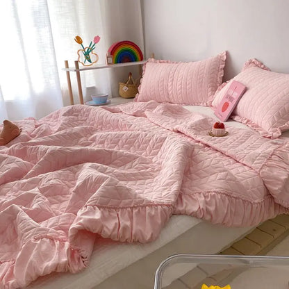 White Cooling Comforter with Korean Style Quilting