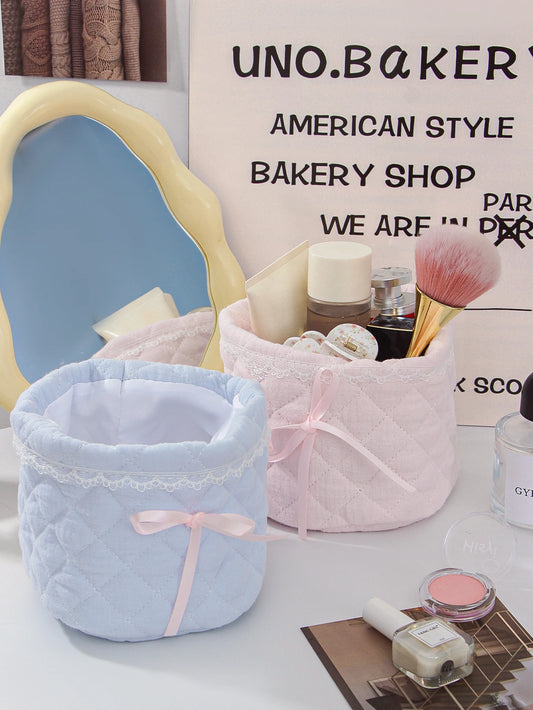 Cute Bow Quilted Makeup Bag for Stylish and Organized Beauty Storage