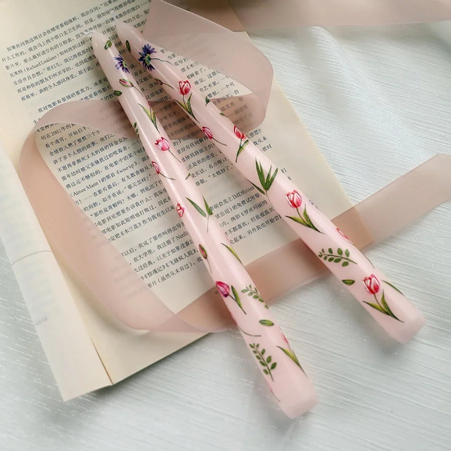 Coquette Hand-Painted Rose Scented Taper Candles (2pcs)