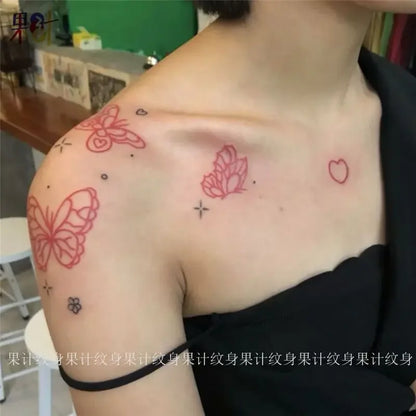 Coquette Butterfly and Cherry Temporary Tattoo Set