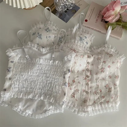 Coquette Floral Lace Trimmed Camisole Set
