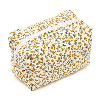 Coquette Floral Puffy Quilted Makeup Bag