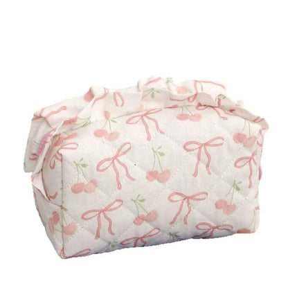 Coquette Floral Quilted Makeup Pouch Set