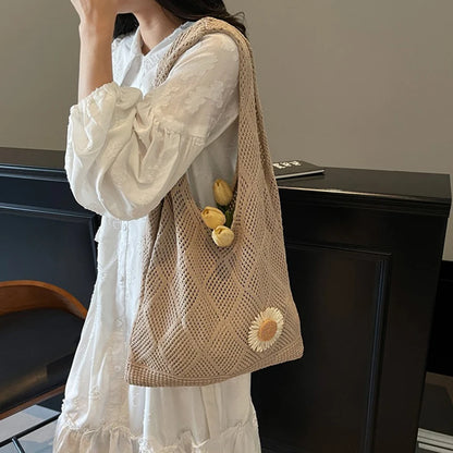 Coquette Crochet Flower Tote Bag