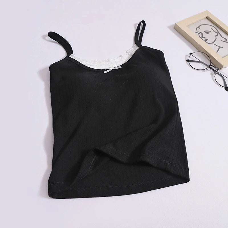 Coquette Sweet Lace Bow Knitted Tank Top