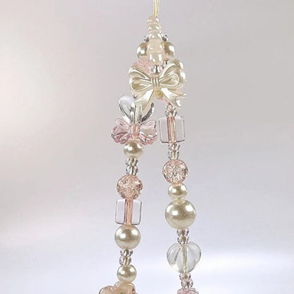 Coquette Aesthetic Cute Bowknot Flower Bead Phone Strap