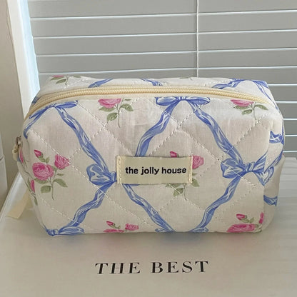 Coquette Large Capacity Floral Quilted Makeup Bag