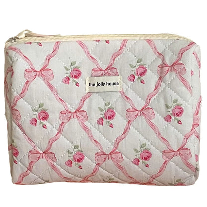 Coquette Large Capacity Floral Quilted Makeup Bag