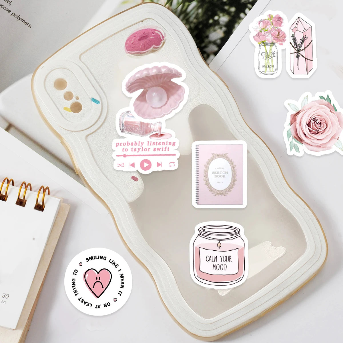 Coquette Cute Bunny & Bear Pink Graffiti Stickers