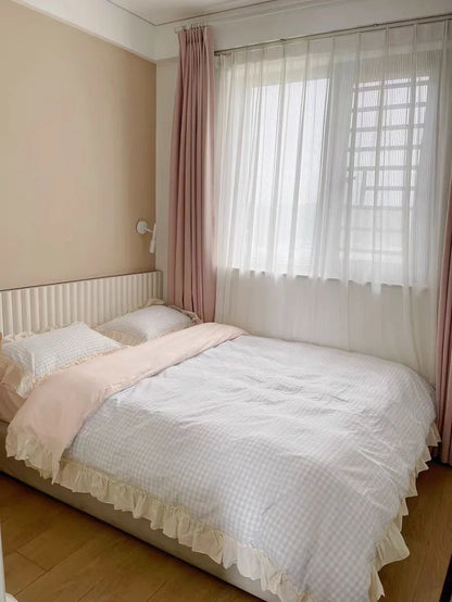 Cute Coquette Ruffled Pink & Gingham Bedding Set