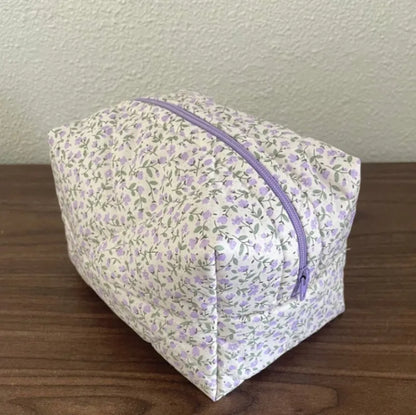 Coquette Floral Puffy Quilted Makeup Bag