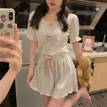Coquette Floral Bow Short Pajama Set