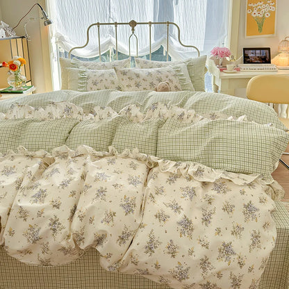 Coquette Floral Cotton Lace Bedding Set