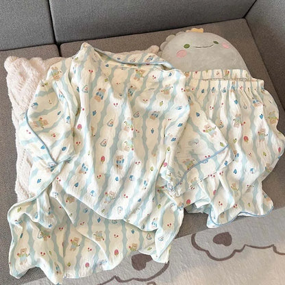 Charming Plaid Pajama Set with Ruffle Accents