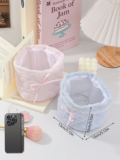Cute Bow Quilted Makeup Bag for Stylish and Organized Beauty Storage